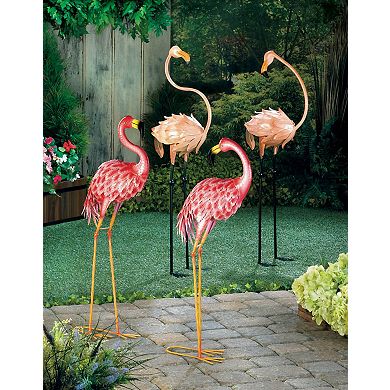 Zingz Home Bright Standing Flamingo Garden Statue
