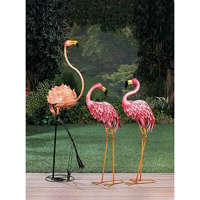 Zingz Home Bright Standing Flamingo Garden Statue