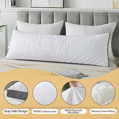 JUANWANG Memory Foam Body Pillow with Removable Case, Large Adult Sleeping Pillow