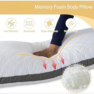 JUANWANG Memory Foam Body Pillow with Removable Case, Large Adult Sleeping Pillow
