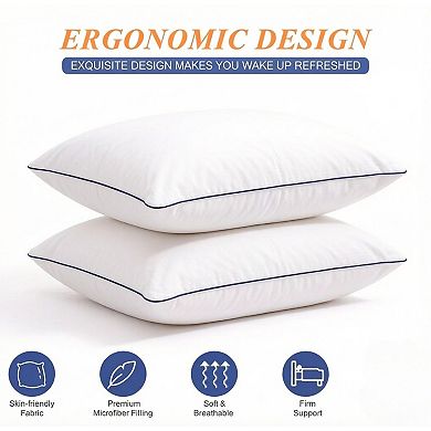 Bed Pillows for Sleeping- Medium Soft, Queen Size Set of 2, Cooling Hotel Quality for Back, Stomach