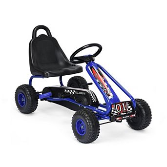 4-Wheel Pedal Powered Ride-On Car with Adjustable Seat - Blue