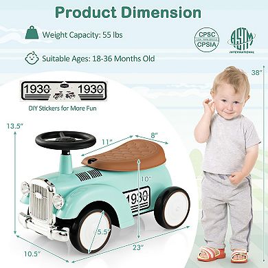 Kids Sit to Stand Vehicle with Working Steering Wheel and Under Seat Storage-Green
