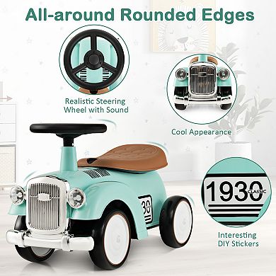 Kids Sit to Stand Vehicle with Working Steering Wheel and Under Seat Storage-Green