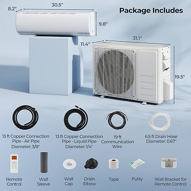 11500 BTU WiFi Mini Split Air Conditioner and Heat Pump 115V
