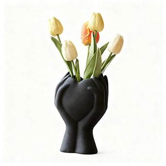 Heart Hands Ceramic Vase for Flowers Pampas Grass Modern Table Centerpiece Gift