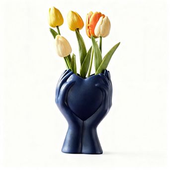 Heart Hands Ceramic Vase for Flowers Pampas Grass Modern Table Centerpiece Gift