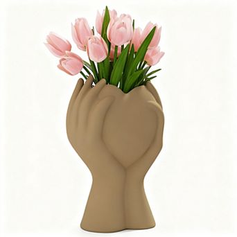 Heart Hands Ceramic Vase for Flowers Pampas Grass Modern Table Centerpiece Gift