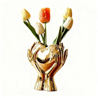 Heart Hands Ceramic Vase for Flowers Pampas Grass Modern Table Centerpiece Gift