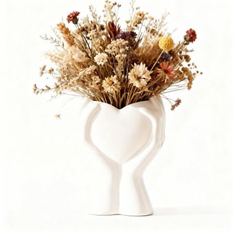 Heart Hands Ceramic Vase for Flowers Pampas Grass Modern Table Centerpiece Gift