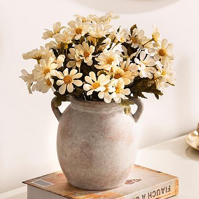 Ceramic Flower Vase 6 Inch Rustic Terracotta Farmhouse Decor Table Centerpiece