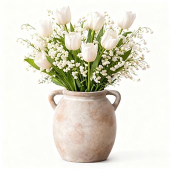 Ceramic Flower Vase 6 Inch Rustic Terracotta Farmhouse Decor Table Centerpiece