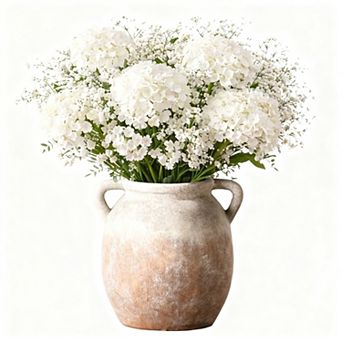 Ceramic Flower Vase 6 Inch Rustic Terracotta Farmhouse Decor Table Centerpiece