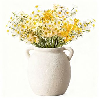 Ceramic Flower Vase 6 Inch Rustic Terracotta Farmhouse Decor Table Centerpiece