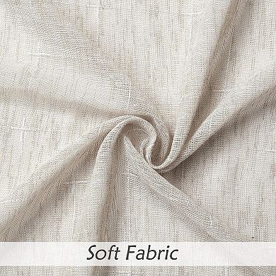 Linen waterfall curtains semi-transparent 56"x38" earthy embroidery tassel rod curtains