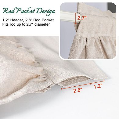 Pleated linen valance 52 x 18 farmhouse style sheer rod pocket