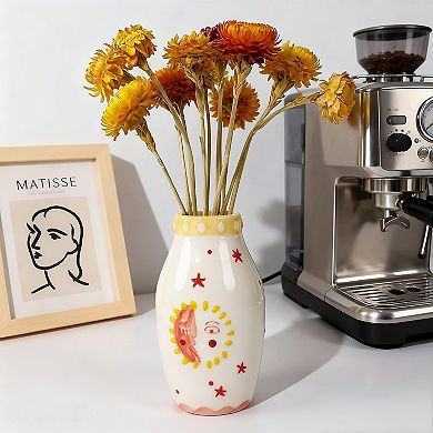 Ceramic Vase, Small Dried Flowers, Bohemian Decoration