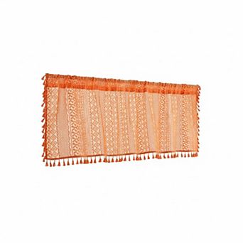 Boho Textured Valance Neutral Bohemian Farmhouse Linen Stripe Tassels Rod Pocket Window Curtain 1
