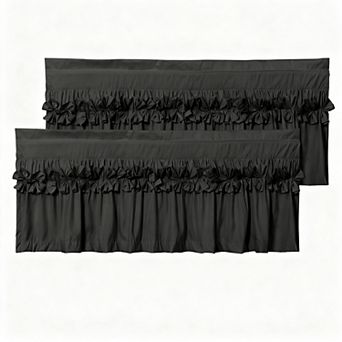 2 pc Ruffle Curtain Panels Handmade Bow Blackout Curtains 52 in x 18 in