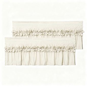 2 pc Ruffle Curtain Panels Handmade Bow Blackout Curtains 52 in x 18 in