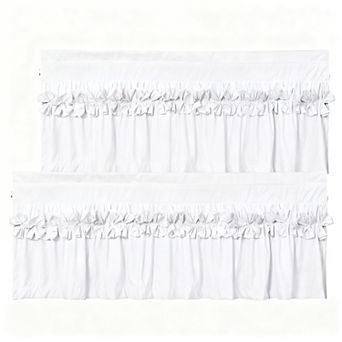 2 pc Ruffle Curtain Panels Handmade Bow Blackout Curtains 52 in x 18 in