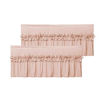2 pc Ruffle Curtain Panels Handmade Bow Blackout Curtains 52 in x 18 in