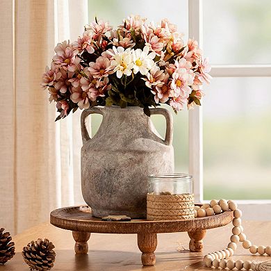 Ceramic Flower Vase With Handles 8 Inch Tall Terracotta Farmhouse Rustic Pottery Home Decor