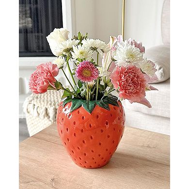 Retro Style Strawberry Vase Decorative Ceramic 6-Inch Multi-Purpose Container