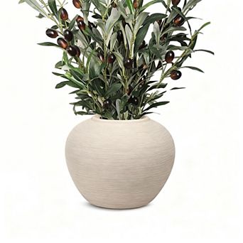 Ceramic vase, round textured rustic red clay vase, home decoration