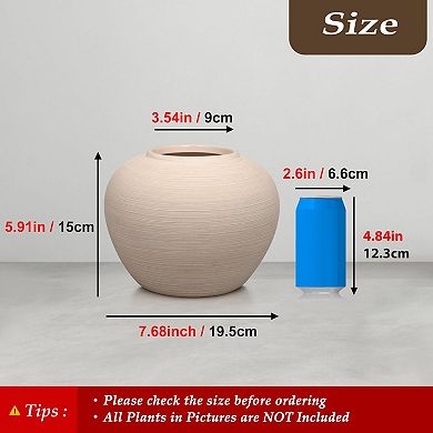 Ceramic vase, round textured rustic red clay vase, home decoration