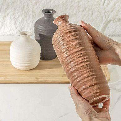Ceramic Vase Set of Three, Rustic Bohemian Style, Home Decor, Pottery