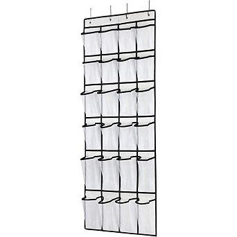 Over Door Hanging Shoe Organizer with 24 Large Mesh Pockets