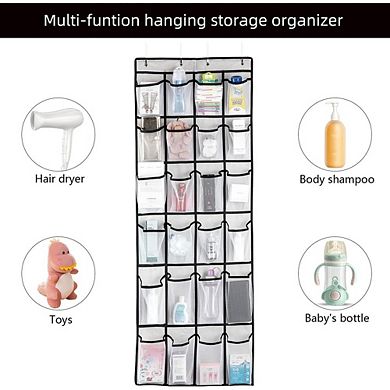 Over Door Hanging Shoe Organizer with 24 Large Mesh Pockets