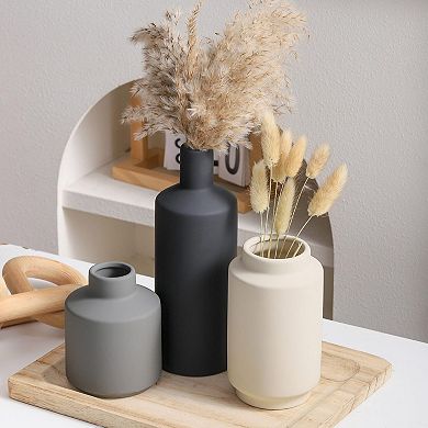 Ceramic Vase Set of 3 Modern Decorative Flower Pots Waterproof Boho Farmhouse Home Decor