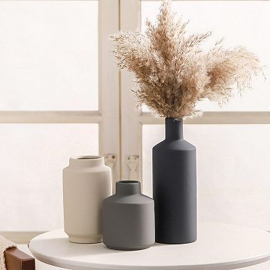 Ceramic Vase Set of 3 Modern Decorative Flower Pots Waterproof Boho Farmhouse Home Decor