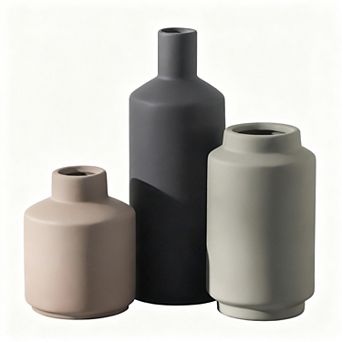 Ceramic Vase Set of 3 Modern Decorative Flower Pots Waterproof Boho Farmhouse Home Decor