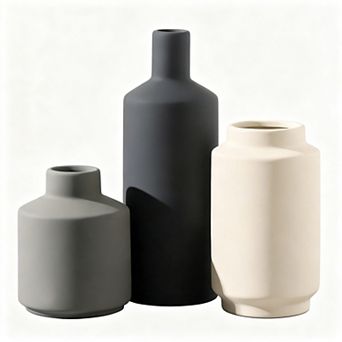 Ceramic Vase Set of 3 Modern Decorative Flower Pots Waterproof Boho Farmhouse Home Decor