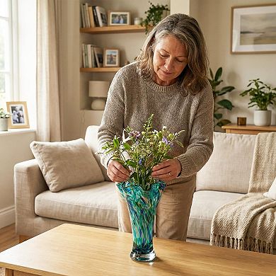 9-inch Hand-Blown Glass Vase Wide-Mouth Vase Home Decoration