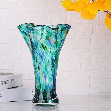 9-inch Hand-Blown Glass Vase Wide-Mouth Vase Home Decoration