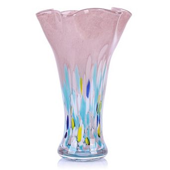 9-inch Hand-Blown Glass Vase Wide-Mouth Vase Home Decoration