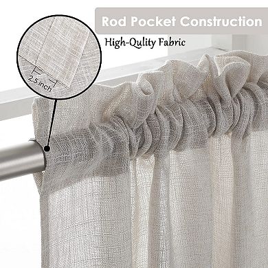 Linen Textured Swag Curtain Valance 36x36 Light Filtering Rod Pocket Kitchen Bedroom 2pcs