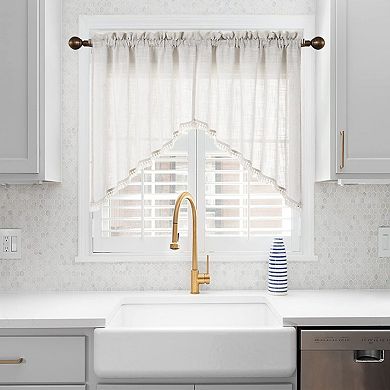 Linen Textured Swag Curtain Valance 36x36 Light Filtering Rod Pocket Kitchen Bedroom 2pcs