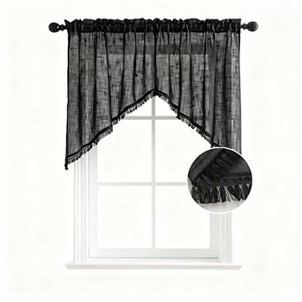 Linen Textured Swag Curtain Valance 36x36 Light Filtering Rod Pocket Kitchen Bedroom 2 pc