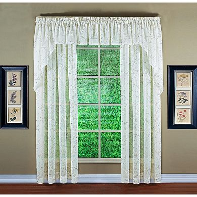 Willow Tree Imitation Linen Print Decorative Curtain 38 Inches 56 Inches Wide Sheer Curtain Pair