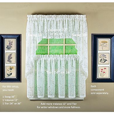 Willow Tree Imitation Linen Print Decorative Curtain 38 Inches 56 Inches Wide Sheer Curtain Pair