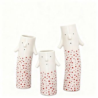 Family Face Vases Set of 3 Handmade Ceramic Bud Vases Modern Home Decor Small Flower Holders