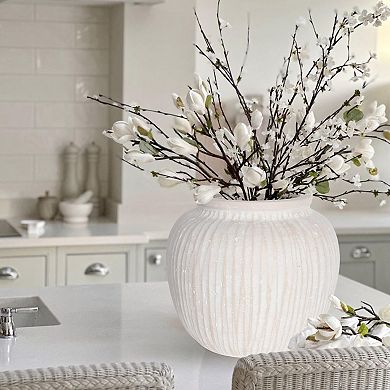 Large Rustic Minimalist Vase 11" Distressed Round Floor Farmhouse