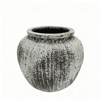 Large Rustic Minimalist Vase 11" Distressed Round Floor Farmhouse