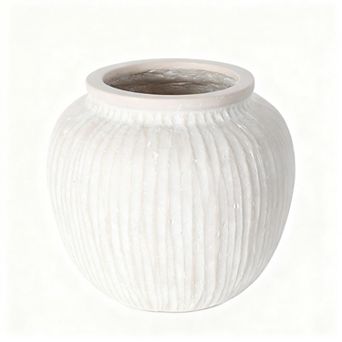 Large Rustic Minimalist Vase 11" Distressed Round Floor Farmhouse