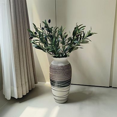 Ceramic Rustic Farmhouse Vase 12.6" Large Vintage Boho Textured Home Decor